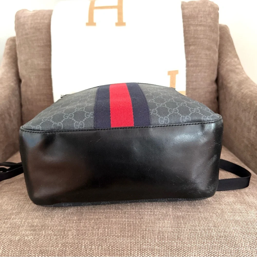 Authentic Gucci GG Supreme Canvas Backpack black grey canvas unisex bag
